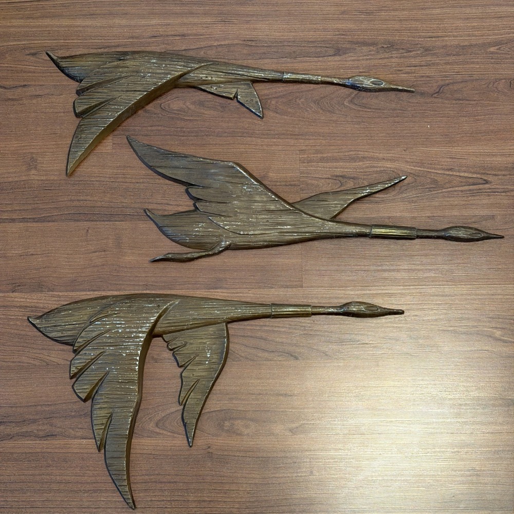 Vintage Set of Sexton Canadian Geese Flight  Wall Sculpture Art USA 20"